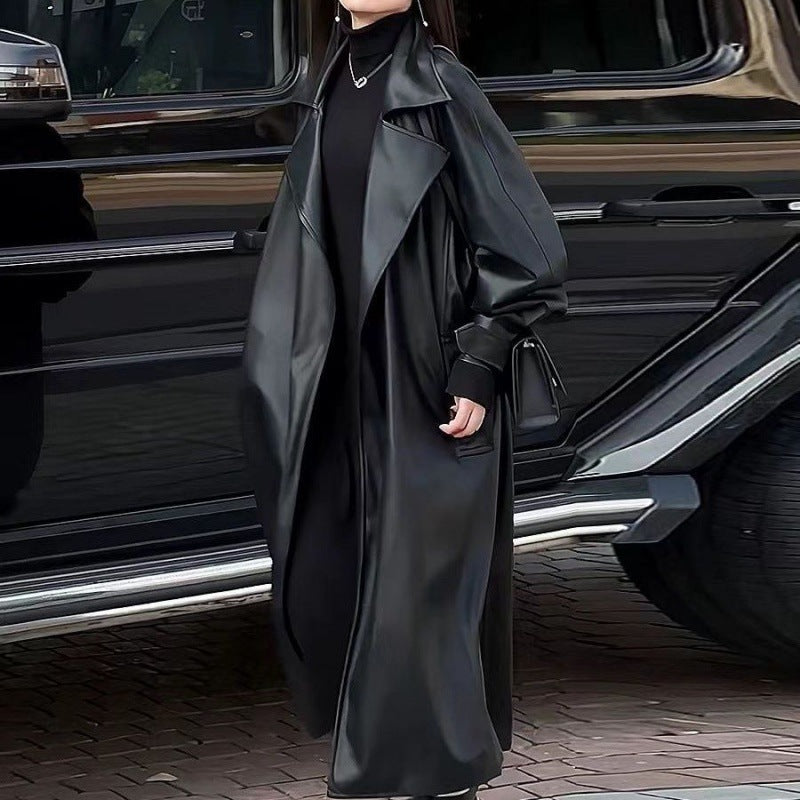 The 'Dominique' Full-Length Vegan Leather Trench | Oversized & Dramatic Outerwear Feminé Luxé