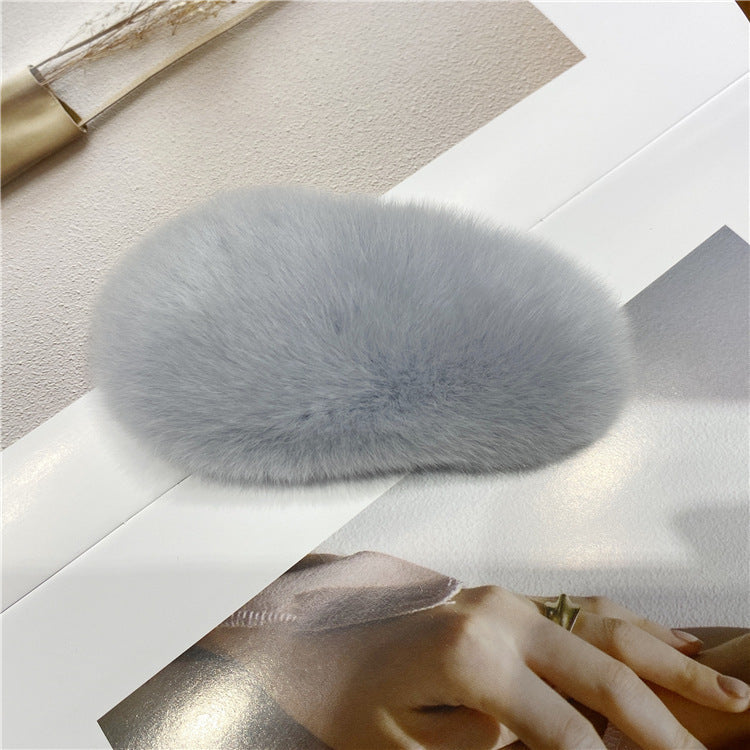 The Cloud Comfort Claw: Luxe Faux Rex Rabbit Fur Hair Grip - Oversized Plush Statement Clip for Winter Elegance Feminé Luxé